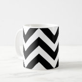 Zwart-wit Groot horizontaal Chevron Patroon Koffiemok (Voorkant links)