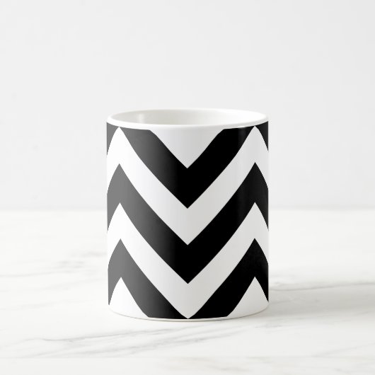 Zwart-wit Groot horizontaal Chevron Patroon Koffiemok (Center)