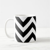 Zwart-wit Groot horizontaal Chevron Patroon Koffiemok (Links)
