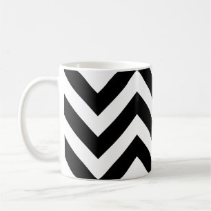 Zwart-wit Groot horizontaal Chevron Patroon Koffiemok
