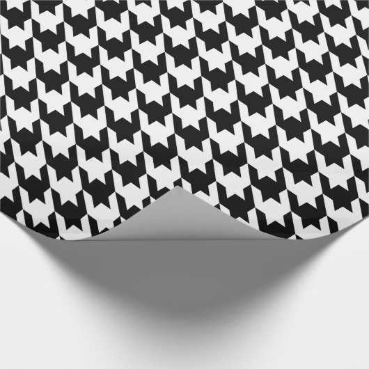 Zwart-wit, groot houndstoothpatroon cadeaupapier (Hoek)