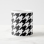 Zwart-wit, groot houndstoothpatroon grote koffiekop (Voorkant)