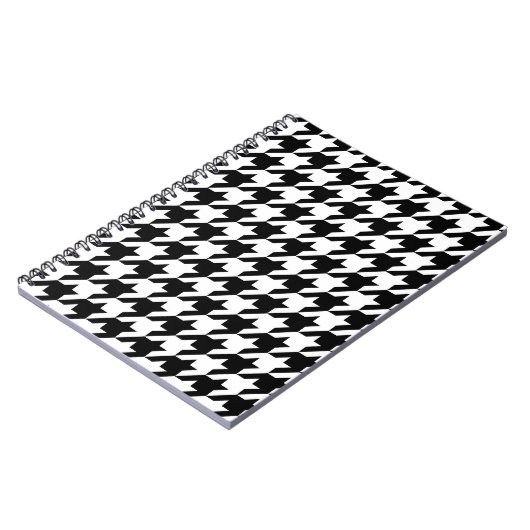 Zwart-wit, groot houndstoothpatroon notitieboek (Linkerzijde)