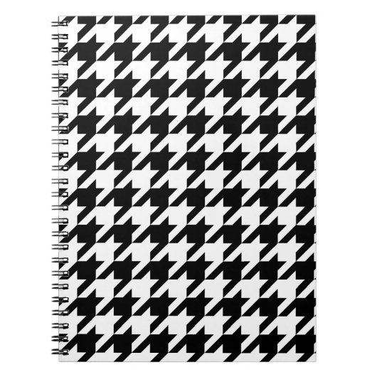 Zwart-wit, groot houndstoothpatroon notitieboek (Voorkant)