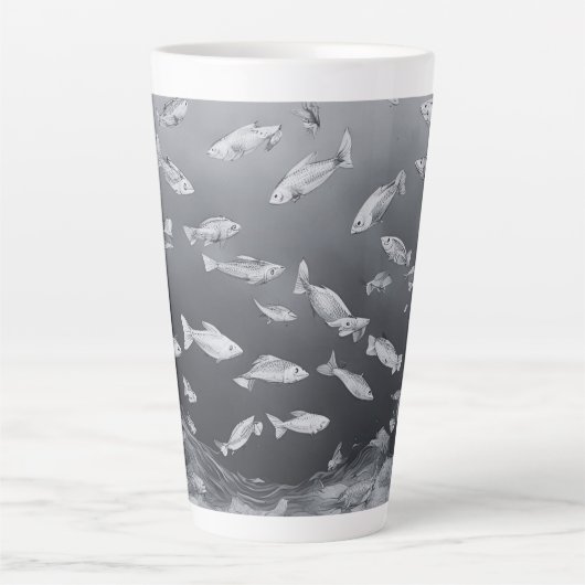 Zwart-wit groot latte mok (Voorkant)