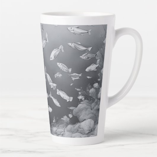 Zwart-wit groot latte mok (Rechts)
