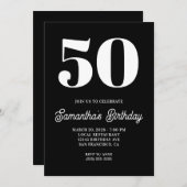 Zwart-wit Groot Nummer 50e Verjaardag Kaart (Voorkant / Achterkant)