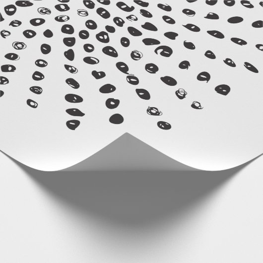 Zwart-wit groot stippatroon cadeaupapier (Hoek)