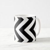 Zwart-wit Groot Verticaal Chevron Patroon Koffiemok (Voorkant rechts)