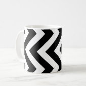 Zwart-wit Groot Verticaal Chevron Patroon Koffiemok (Voorkant links)