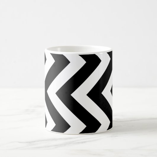 Zwart-wit Groot Verticaal Chevron Patroon Koffiemok (Center)