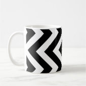 Zwart-wit Groot Verticaal Chevron Patroon Koffiemok (Links)