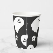 Zwart-wit Groovy Ghost en Bloemen Papieren beker (Rechts)