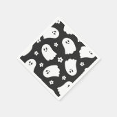 Zwart-wit Groovy Ghost en bloemen Servet (Hoek)