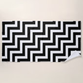 Zwart-wit grote diagonale Chevron strepen Strandlaken (Voorkant)