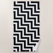 Zwart-wit grote diagonale Chevron strepen Strandlaken (Voorkant)