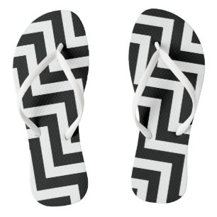 Zwart-wit grote diagonale Chevron strepen Teenslippers