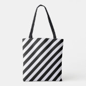 Zwart-wit grote diagonale strepen patroon tote bag (Achterkant)