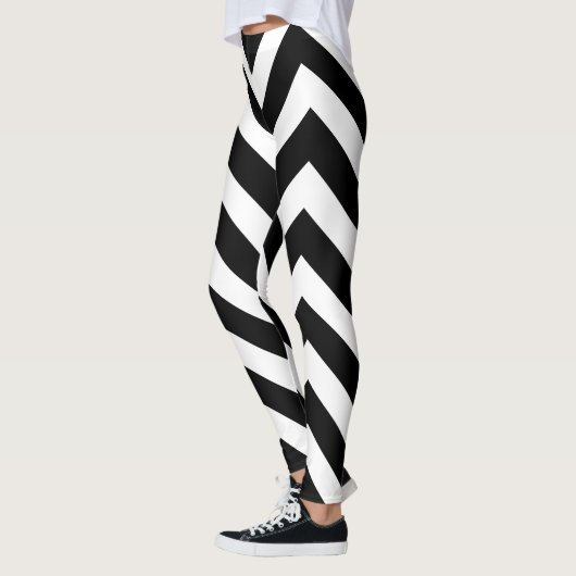 Zwart-wit grote grootte Chevron Leggings (Links)