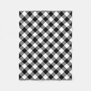 Zwart-wit Grote Grootte Diagonal Gingham Checks Fleece Deken