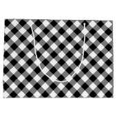 Zwart-wit Grote Grootte Diagonal Gingham Checks Groot Cadeauzakje (Achterkant)
