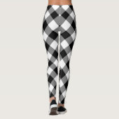 Zwart-wit Grote Grootte Diagonal Gingham Checks Leggings (Achterkant)