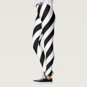 Zwart-wit Grote Grootte Diagonale Strepen Leggings (Links)