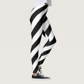Zwart-wit Grote Grootte Diagonale Strepen Leggings (Rechts)