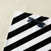 Zwart-wit Grote Grootte Diagonale Strepen Strandlaken (In situ)