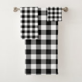 Zwart-wit Grote Grootte Gingham Checks Bad Handdoek (Insitu)