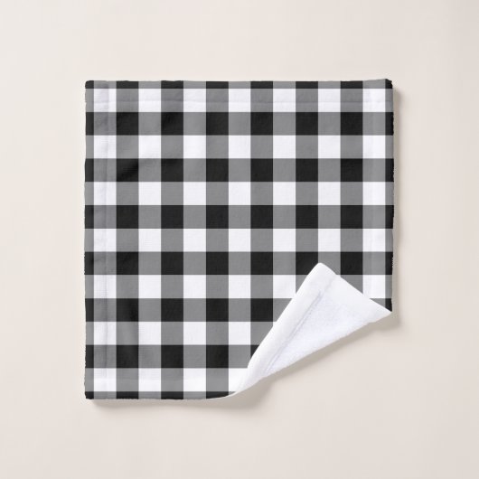 Zwart-wit Grote Grootte Gingham Checks Bad Handdoek (Wasdoekje)