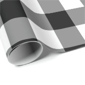 Zwart-wit Grote Grootte Gingham Checks Cadeaupapier (Rol Hoek)