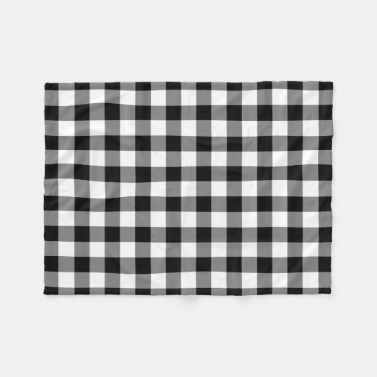 Zwart-wit Grote Grootte Gingham Checks Fleece Deken (Voorkant (Horizontaal))