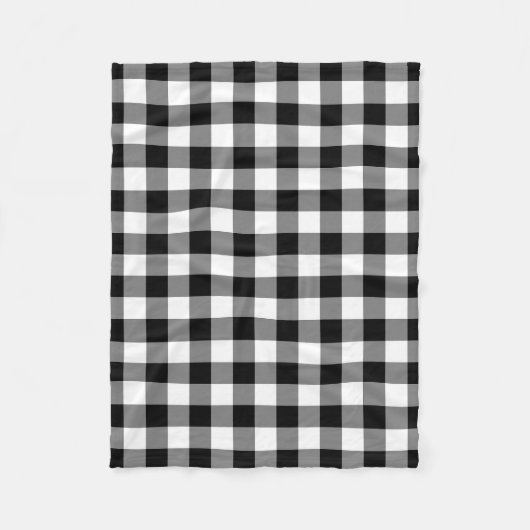 Zwart-wit Grote Grootte Gingham Checks Fleece Deken (Voorkant)