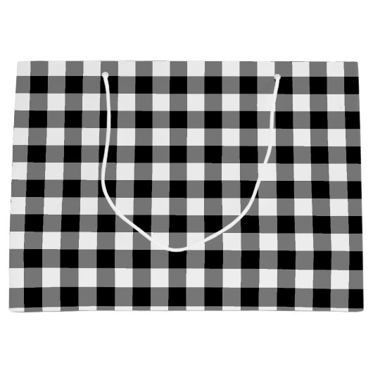 Zwart-wit Grote Grootte Gingham Checks Groot Cadeauzakje (Voorkant)
