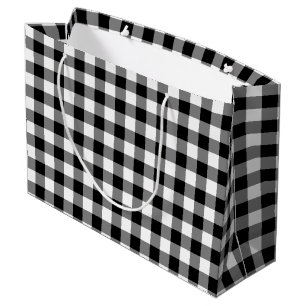 Zwart-wit Grote Grootte Gingham Checks Groot Cadeauzakje