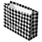 Zwart-wit Grote Grootte Gingham Checks Groot Cadeauzakje (Voorkant Gekanteld)