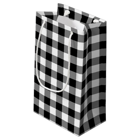 Zwart-wit Grote Grootte Gingham Checks Klein Cadeauzakje (Achterkant Gekanteld)