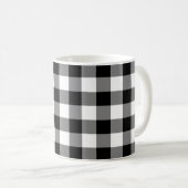 Zwart-wit Grote Grootte Gingham Checks Koffiemok (Voorkant rechts)