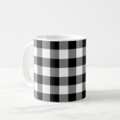 Zwart-wit Grote Grootte Gingham Checks Koffiemok (Voorkant links)