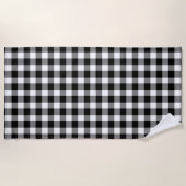Zwart-wit Grote Grootte Gingham Checks Strandlaken (Voorkant)