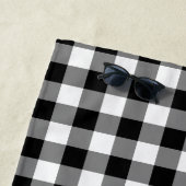 Zwart-wit Grote Grootte Gingham Checks Strandlaken (In situ)