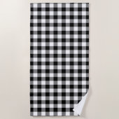 Zwart-wit Grote Grootte Gingham Checks Strandlaken (Voorkant)