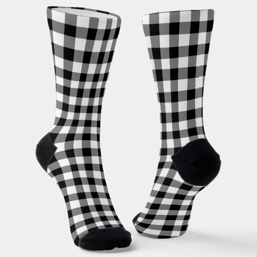 Zwart-wit Grote Grootte Gingham Controleert Sokken (Gebogen)