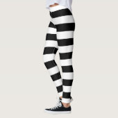 Zwart-wit Grote Grootte Horizontale Strepen Leggings (Links)