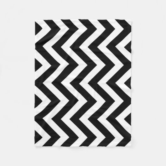 Zwart-wit Grote Grootte Verticale Chevron Fleece Deken (Voorkant)