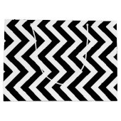 Zwart-wit Grote Grootte Verticale Chevron Groot Cadeauzakje (Achterkant)