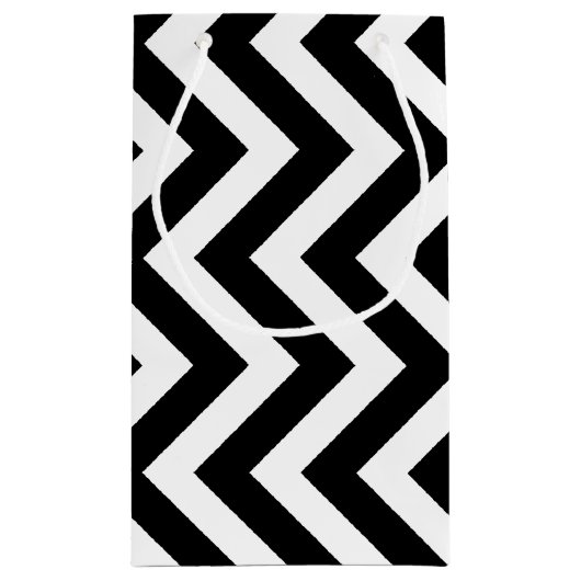 Zwart-wit Grote Grootte Verticale Chevron Klein Cadeauzakje (Achterkant)
