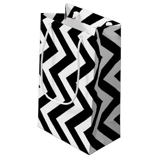 Zwart-wit Grote Grootte Verticale Chevron Klein Cadeauzakje (Achterkant Gekanteld)