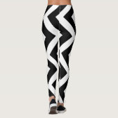 Zwart-wit Grote Grootte Verticale Chevron Leggings (Achterkant)